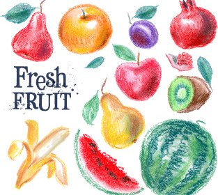Colored Drawn Fruits Vectors