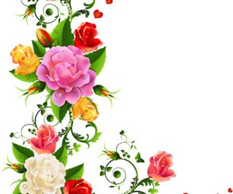 Colored Flowers With Dewdrop Vector