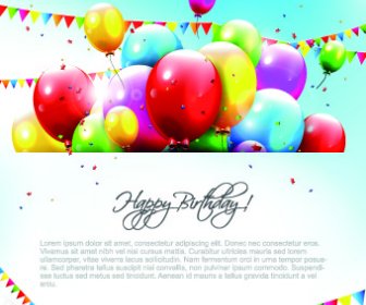 Balões Coloridos Feliz Aniversário Vector