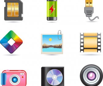 Colored Icons Of Digital Appliances