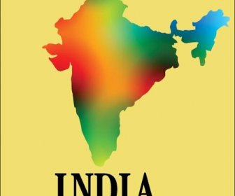 タイポグラフィ 8 月独立記念日黄色のベクトルの背景と色のインドの地図