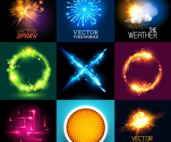 Colored Light Special Effects Vectors Set