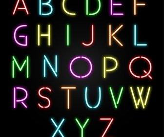 Colored Light Sticks Alphabet Vector