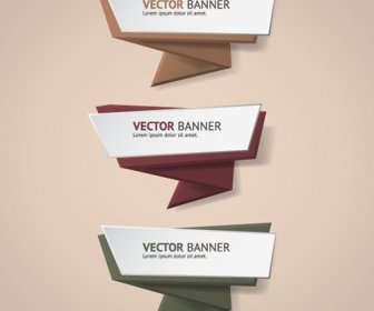 Colored Origami Banners Vectors