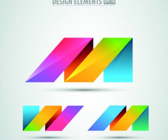 Renkli Origami Tasarım öğeleri Vektör