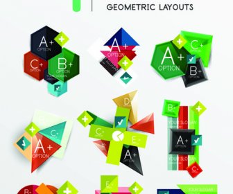 Colored Origami Infographic Elements Illustration Vector