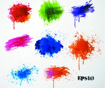 Colored Paint Splashes Grunge Vector Background