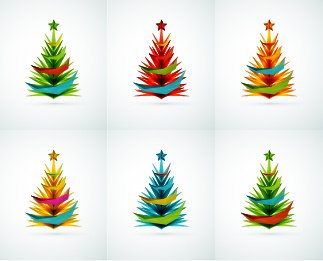 farbiges Papier Schneiden Weihnachtsbaum-Vektor-set