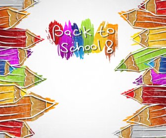 色鉛筆手描き学校要素ベクトル