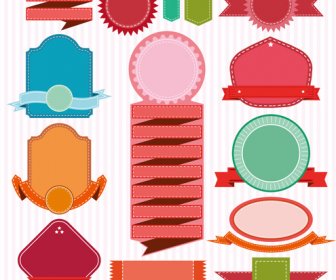 Colored Ribbon Banners With Labels Vector