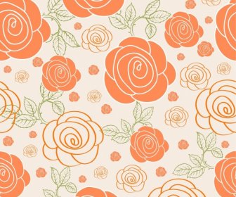 Colored Rose Background Repeating Design Classical Style