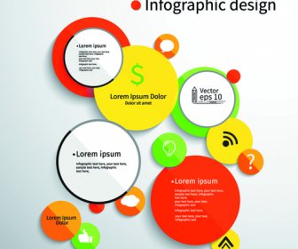 Renkli Yuvarlak Infographics Tasarlamak Vektör