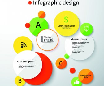 Renkli Yuvarlak Infographics Tasarlamak Vektör