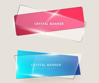 Colored Shiny Crystal Banners Vector Illustration