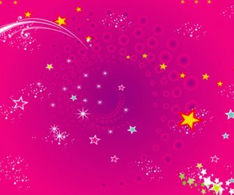 Colored Stars In Black Vector Background
