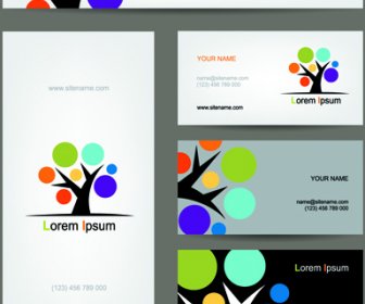 Colored Tree Business Card Vector