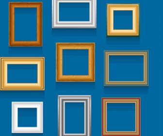 Colored Wooden Photo Frame Vector Set
