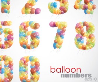 Balon Warna-warni Yang Terdiri Dari Alfabet Dengan Nomor Vektor