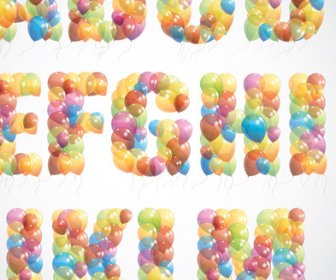Bunte Ballons, Bestehend Aus Alphabet Mit Zahlen-Vektor