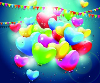 Красочные воздушные шары с днем рождения поздравительные открытки фон