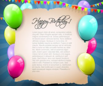 Красочные воздушные шары с днем рождения поздравительные открытки фон