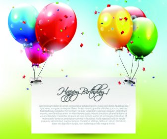 Latar-belakang Kartu Ucapan Selamat Ulang Tahun Balon Warna-warni