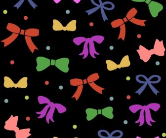 Colorful Bows Background Repeating Flat Style