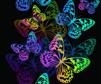 カラフルな蝶のデザインのベクトル