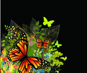 Kupu-kupu Berwarna-warni Desain Vektor