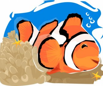 Kartun Berwarna-warni Ikan Di Bawah Laut