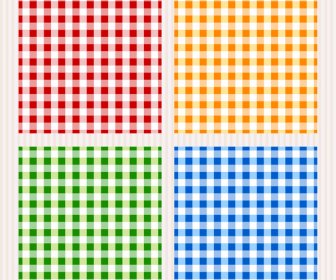 Colorful Checkered Pattern Sets Vector Illustration