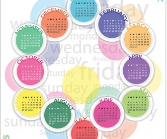 Calendrier De Vecteur Cercle Coloré Pattern15