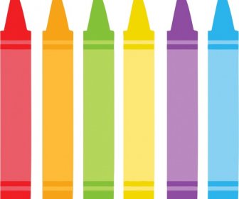Crayones Coloridos Establece Ilustración Vectorial