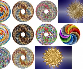 Colorful Delusion Circles Set Vector Illustration