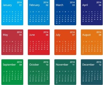 彩色 Design14 日曆向量