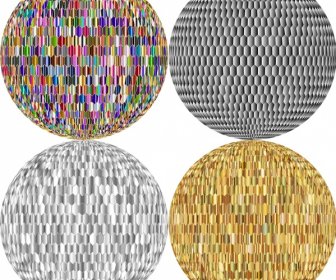 Colorful Disco Balls Vector Illustrations On White Background