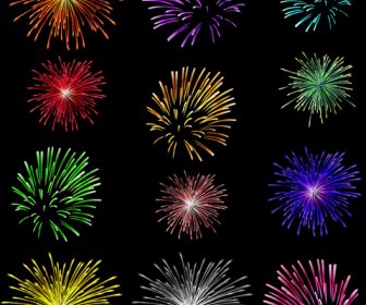 Colorful Fireworks Holiday Illustration Vector Set