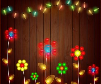 Dekorasi Lampu Neon Warna-warni Bunga