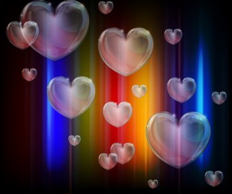 Colorful Glow Crystal Heart Shape Background