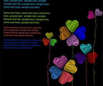 Colorful Hand Drawing Hearts Template With Text Space