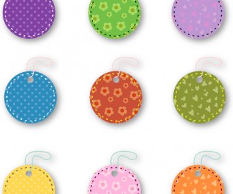 Colorful Hang Tag Round Icons Sets