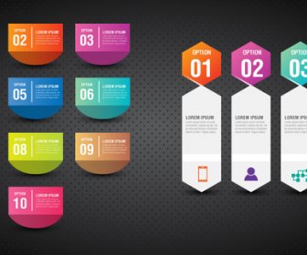 Colorful Inforgraphic Sets Illustration With Vertical Tabs