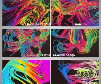 Colorful Line Business Card Vector Set