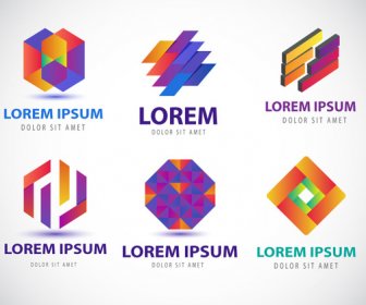 Colorful Logo Design Elements With Modern Abstract Style