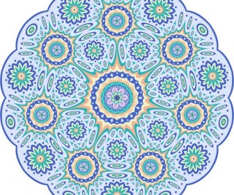 Mandala Berwarna-warni Pola Lingkaran Vektor Ilustrasi