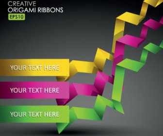 Colorful Origami Ribbons Design Vector Graphics