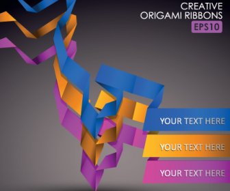 Colorful Origami Ribbons Design Vector Graphics