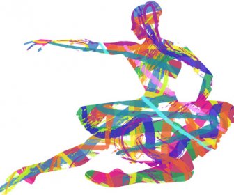 Colorful Paint With Girl Dancing Vector