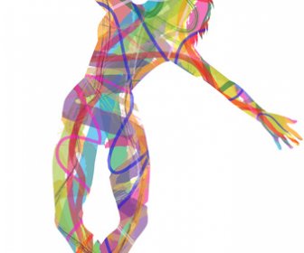 Renkli Boya Ile Vektör Dans Kızı
