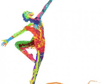 Colorful Paint With Girl Dancing Vector